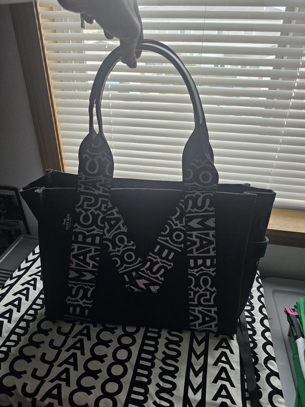 Marc Jacobs Black Canvas Tote with Logo Webbing Straps - Picture 2 of 2